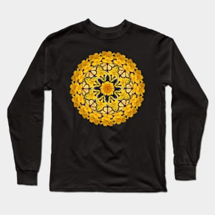 yellow flower mood mandala Long Sleeve T-Shirt